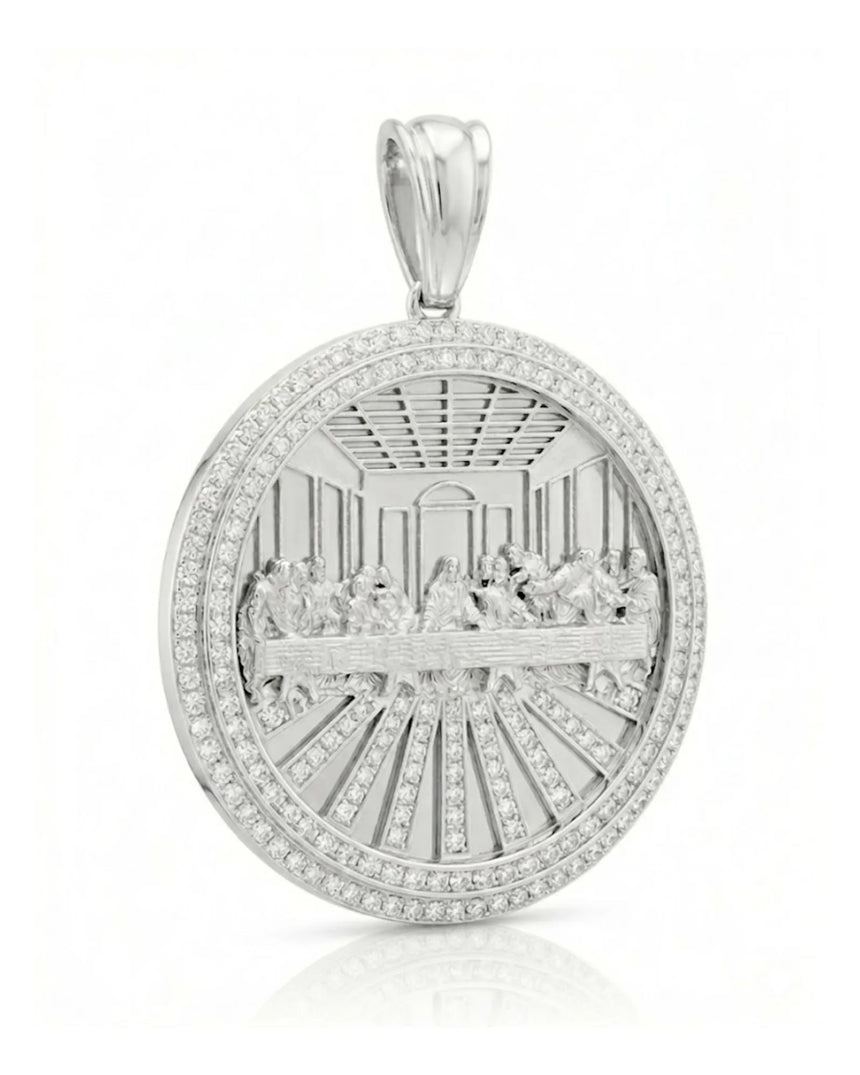 The Last Supper Diamond Pendant in Sterling Silver with lab grown diamond halo | SARATTI
