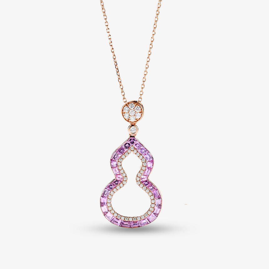 The Pink Sapphire & Diamonds Gourd Necklace | Saratti Jewelry