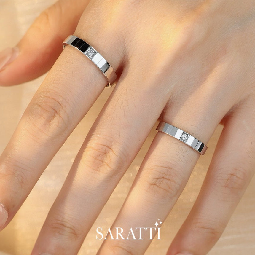 Timeless Solitaire Wedding Bands For him and Her With Diamonds | Saratti