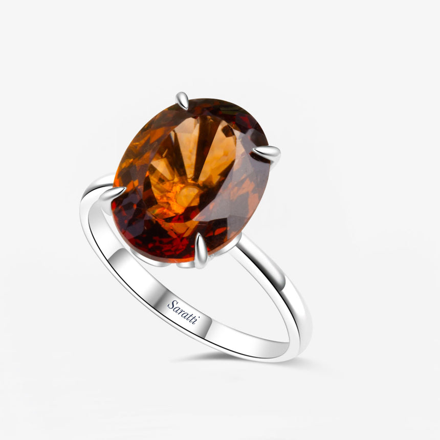 Oval Imperial Topaz Ring - The Sunset's Embrace | Saratti