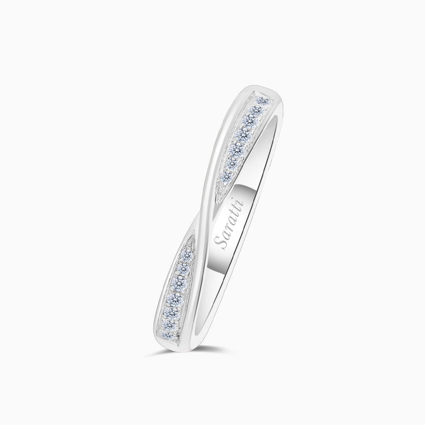 Twisted Shank White Gold Diamond Eternity Wedding Band | Saratti