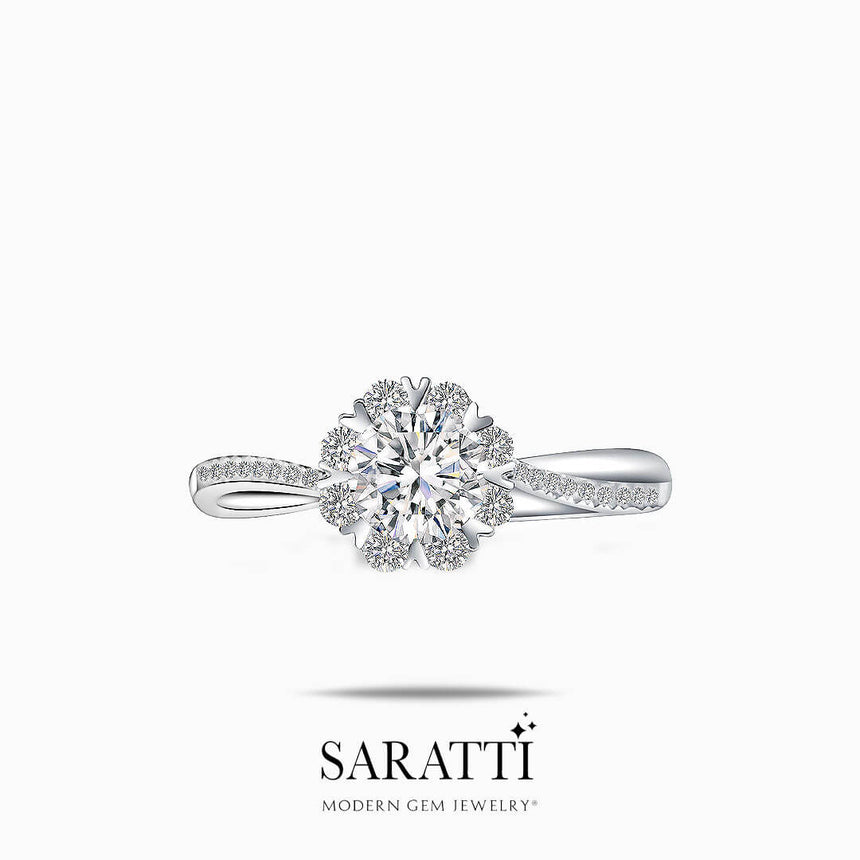 Elegant Diamond Twisted Shank Ring | Modern Gem Jewelry | Saratti
