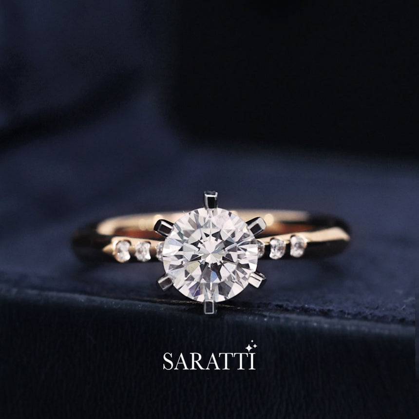 Six Prongs Solitiare Diamond Engagement Ring | Saratti