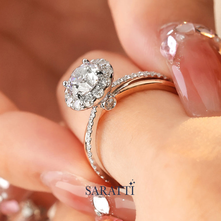 Two Tone Engagement Ring with Pave Accents | Saratti