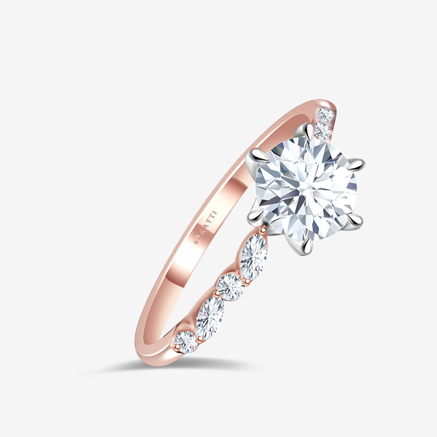 Faye- Six Prong Diamond Engagement Ring | Saratti Jewelry - Custom Gemstone Engagement Rings