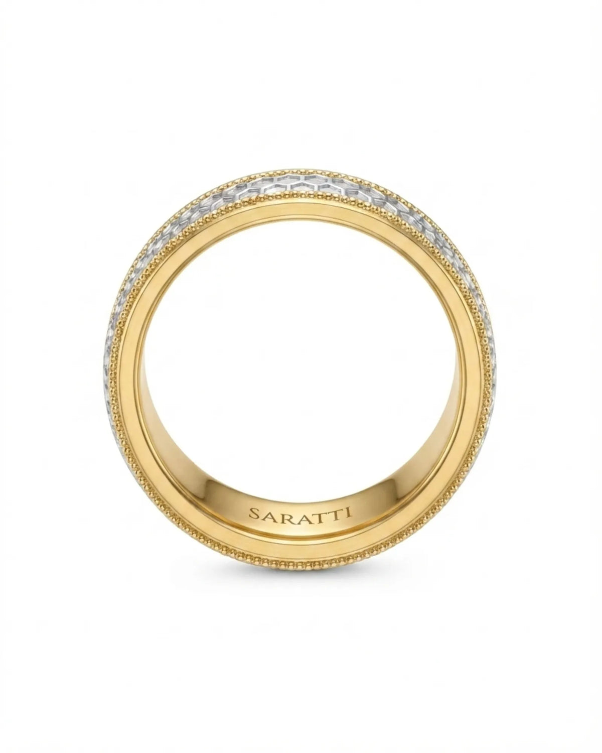 Aurelian Honeycomb wedding band, underside view 1 | SARATTI