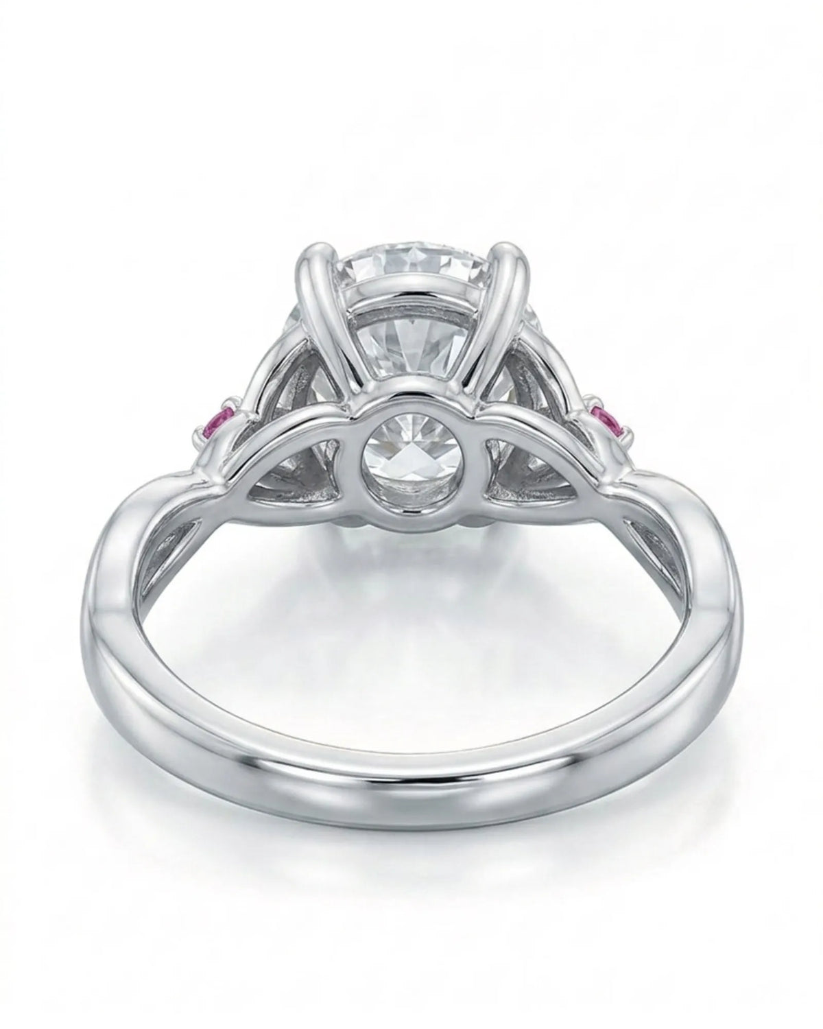 Regina – Natural Round Diamond & Ruby Celtic Knot Engagement Ring