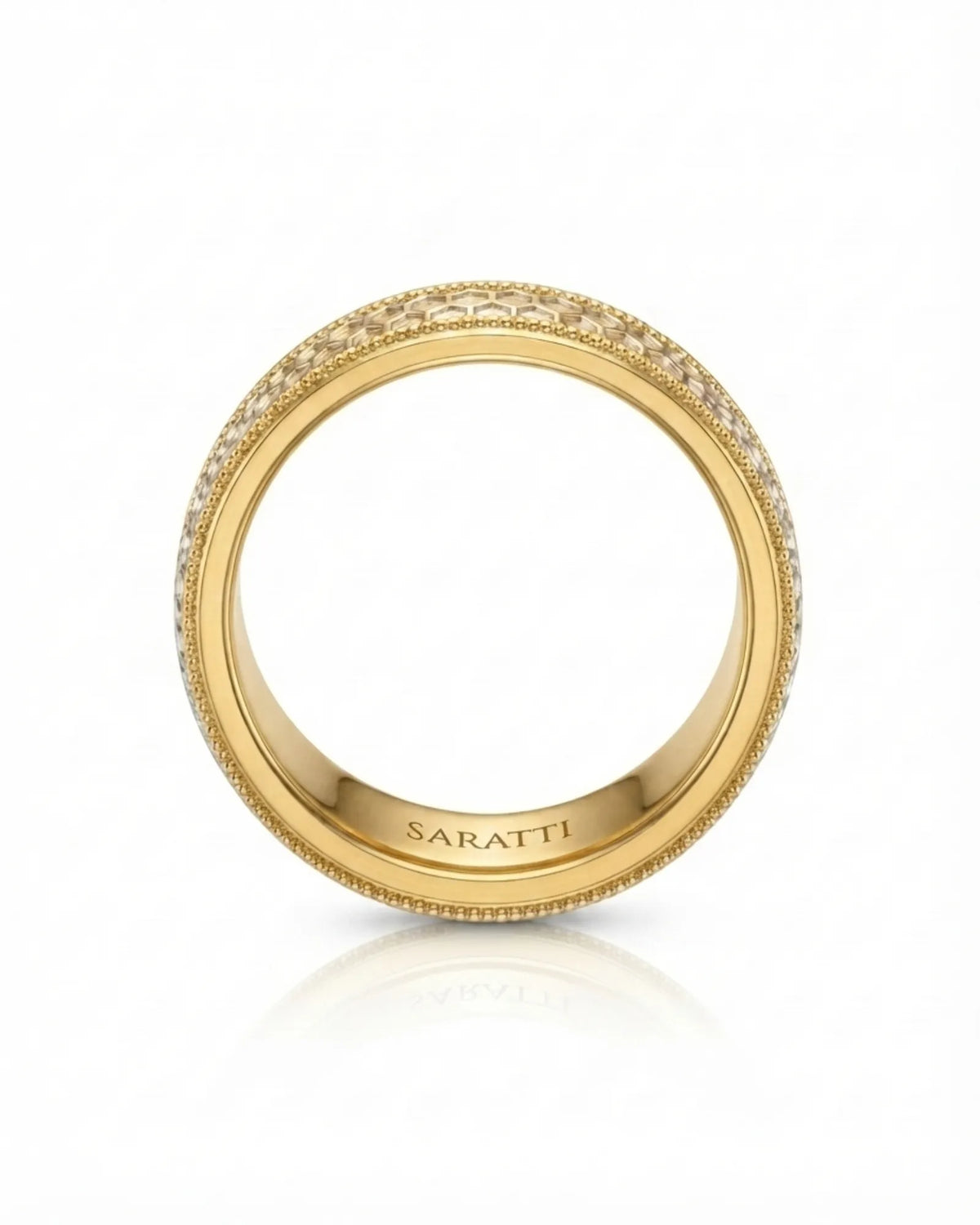Aurelian Honeycomb wedding band, underside view 3 | SARATTI
