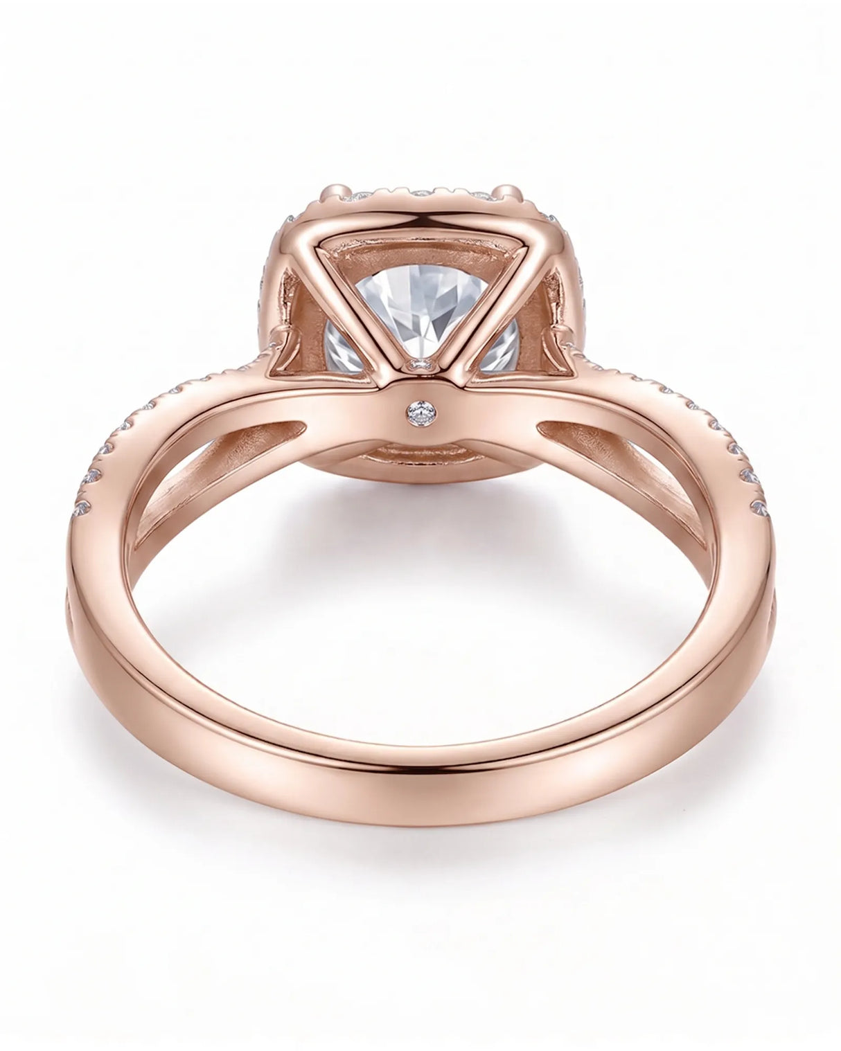 Sandra – Natural Round Diamond Halo Split-Shank Engagement Ring