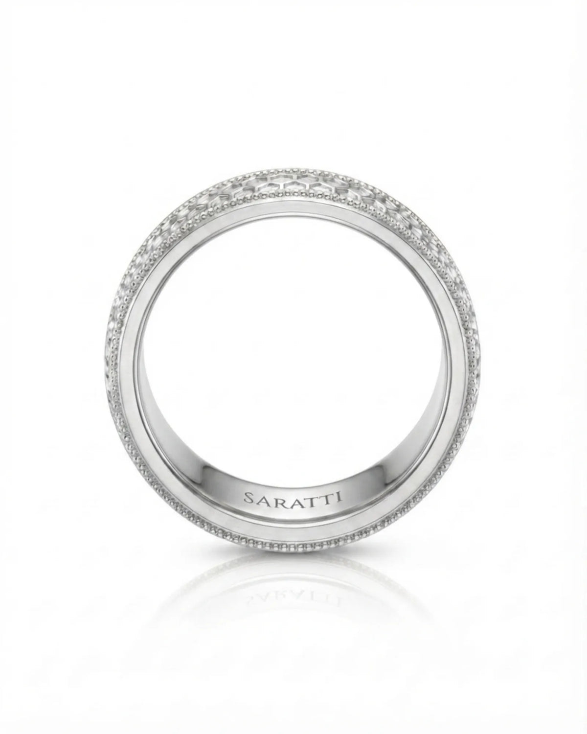 Aurelian Honeycomb wedding band, underside view 5 | SARATTI