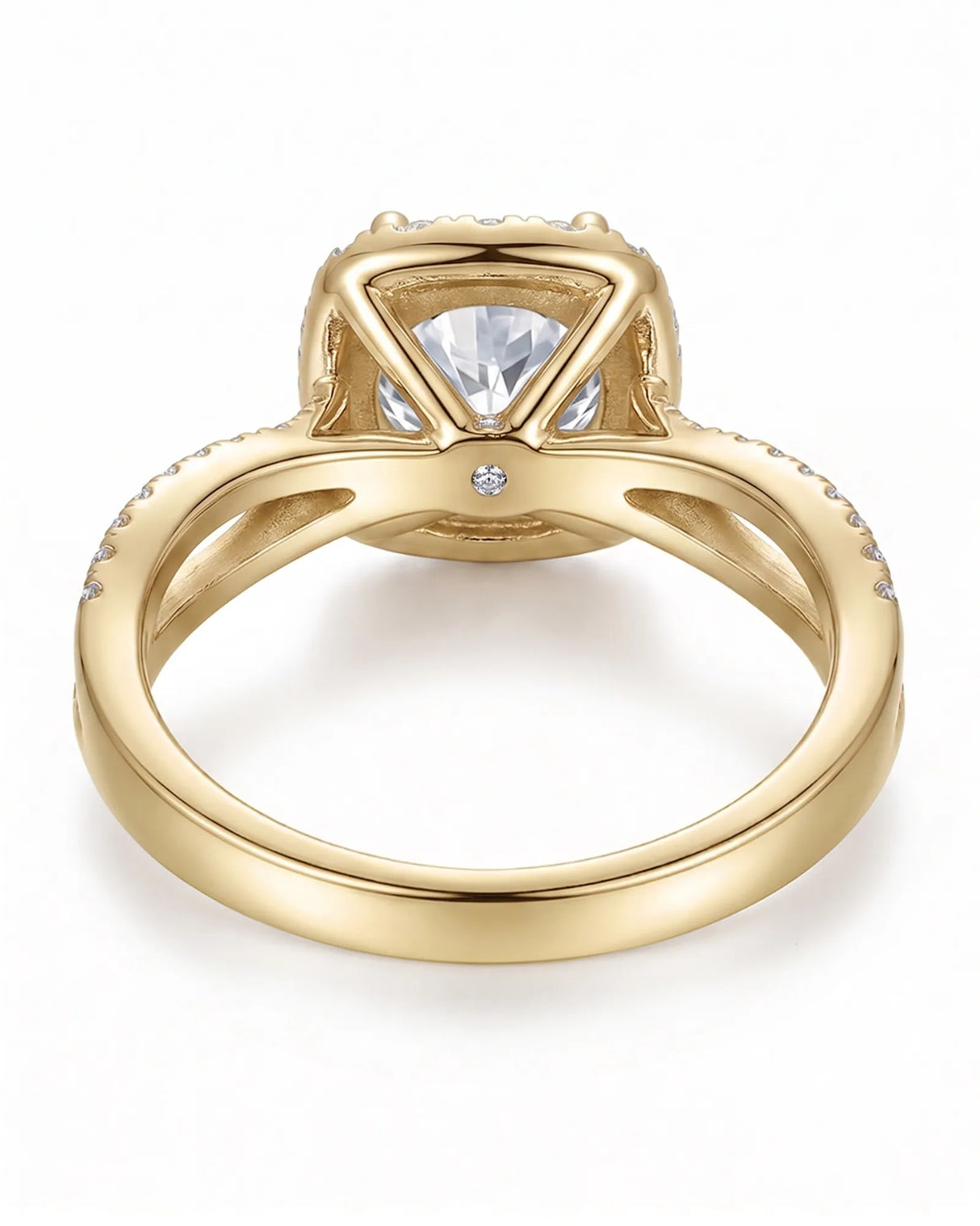 Sandra – Natural Round Diamond Halo Split-Shank Engagement Ring