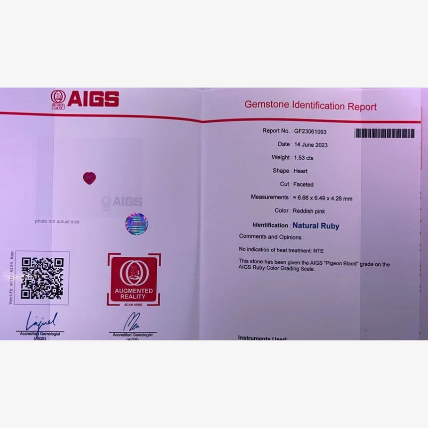 Unheated Pigeon Blood Red Natural Ruby Gemstone in Heart Shape | Saratti Jewelry