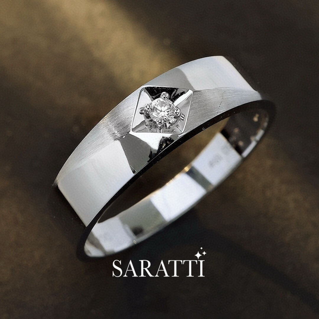 Cometa solitaire diamond ring handcrafted design in platinum | SARATTI