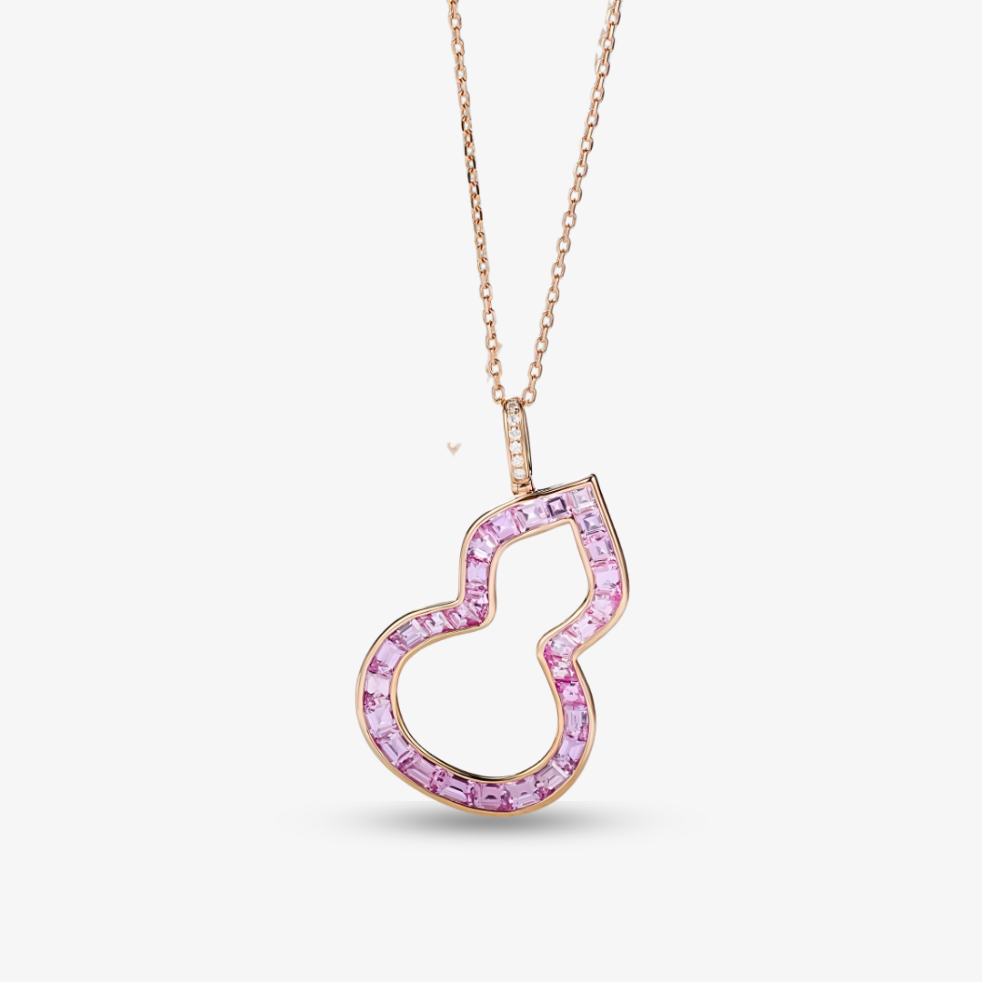 Crescent Soul Pink Sapphire and Diamond Necklace | Saratti Jewelry