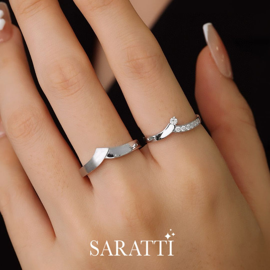 His And Hers Modern Diamond Wedding Rings | Saratti