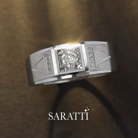 Prong Set Adamantine Courage Diamond Ring for Men | Saratti