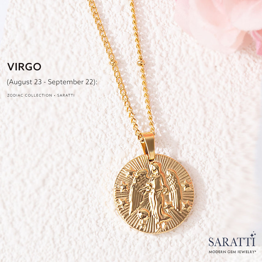 18K Gold Virgo Necklace in Gold | Saratti