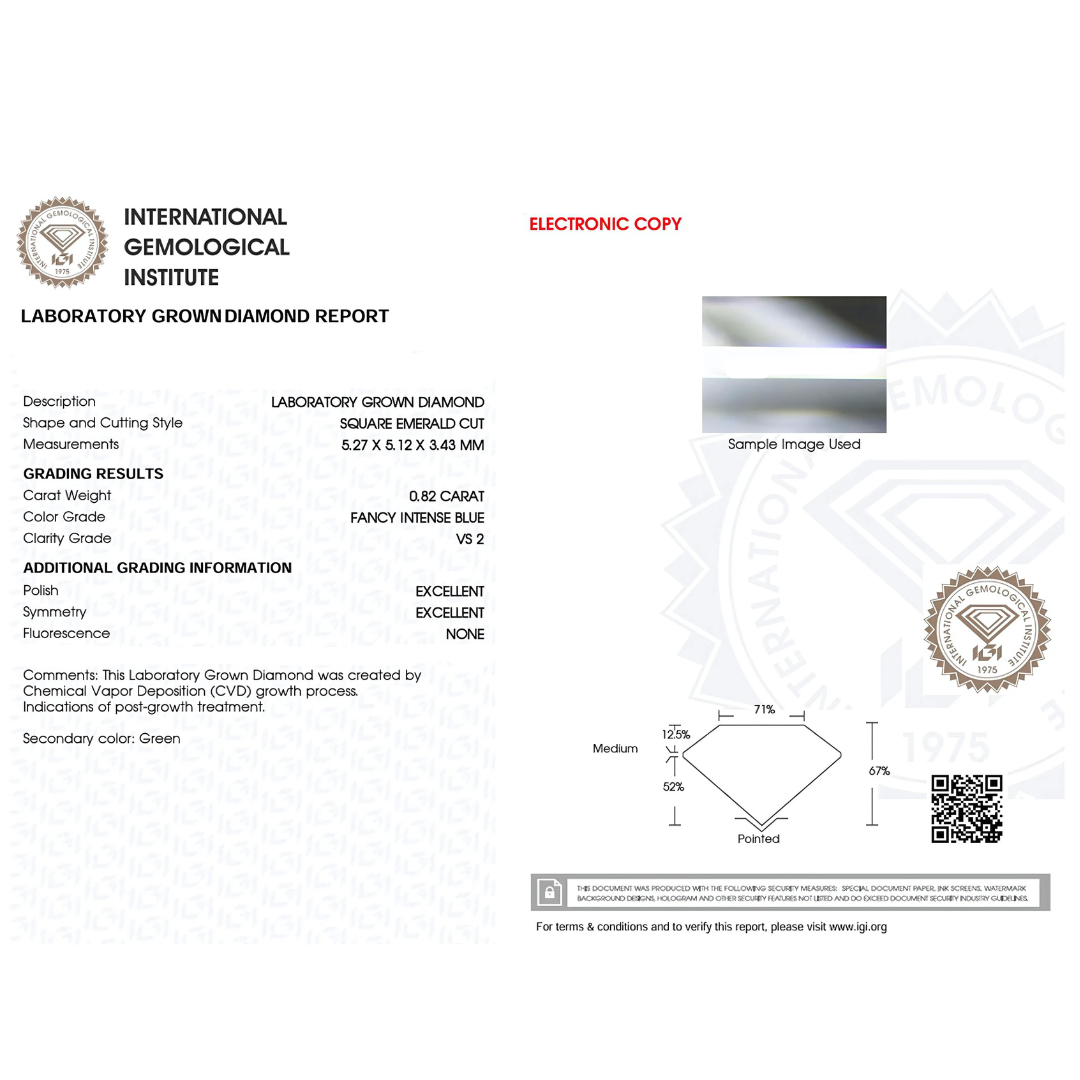 Square Shaped Lab Diamond Certificate | Saratti