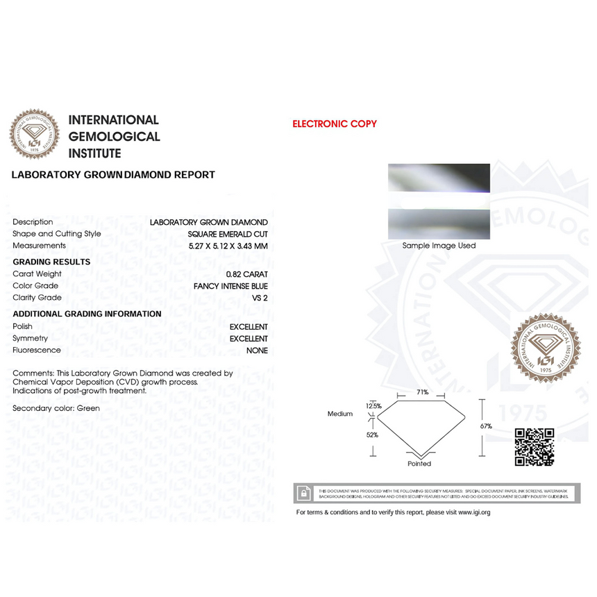 Square Shaped Lab Diamond Certificate | Saratti