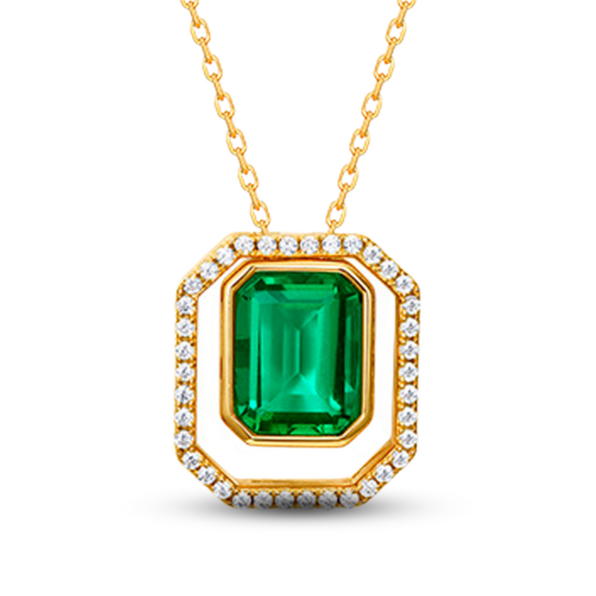Verdant Majesty: Lab-Grown Emerald Octagon Transformer Necklace