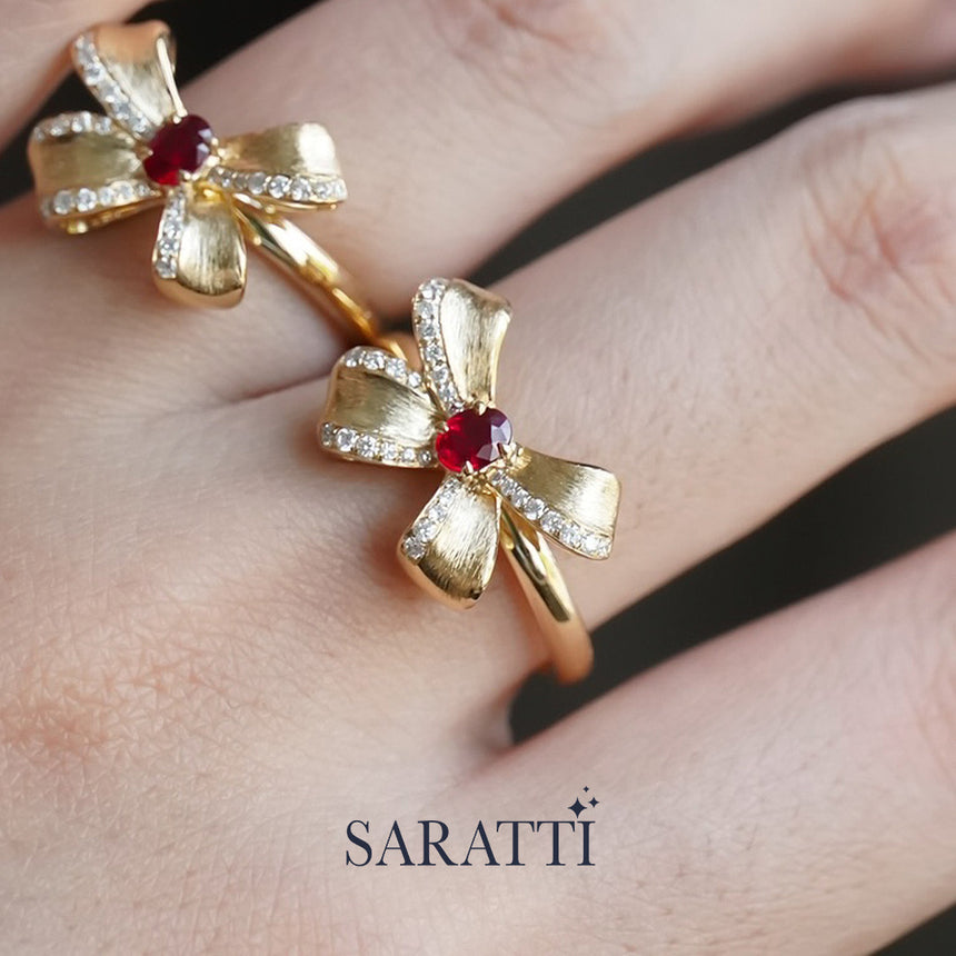 Rouge Ribbon Pigeon Blood Red Natural Ruby Ring