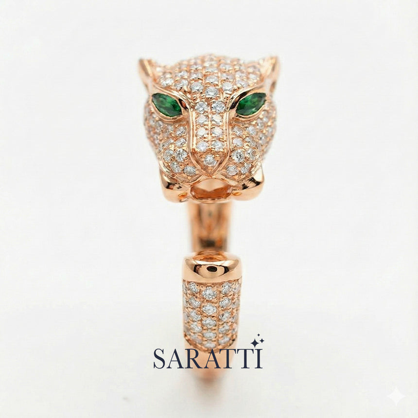 Tiger Ring Diamond Tsavorite In White Gold