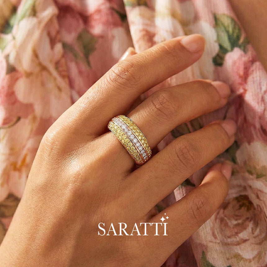 Art Deco Yellow Diamond Yellow Gold Band