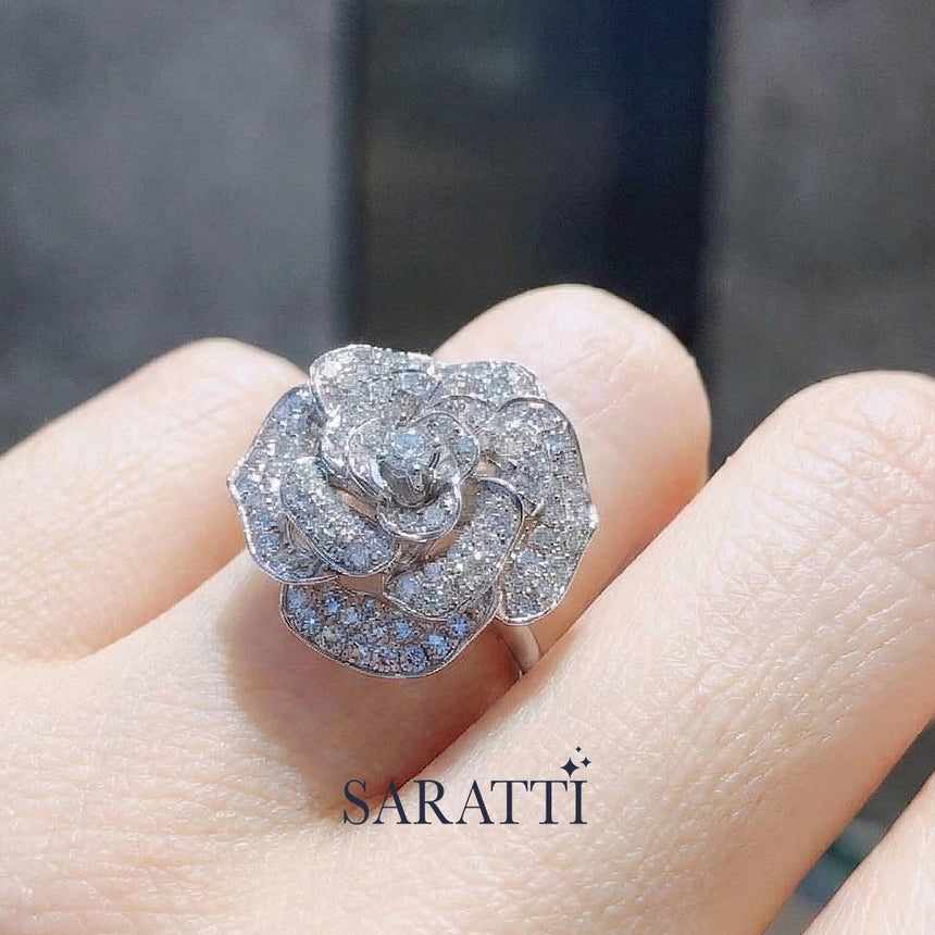 Art Deco Wedding Band & Natural Diamonds Cocktail Ring