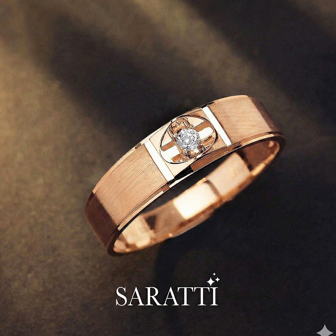 Mandorla diamond solitaire ring handcrafted design in 18K rose gold | SARATTI