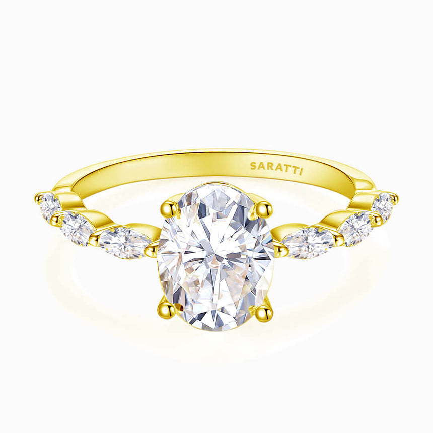 Yellow Gold Royal Procession Dainty Diamond Ring | Saratti