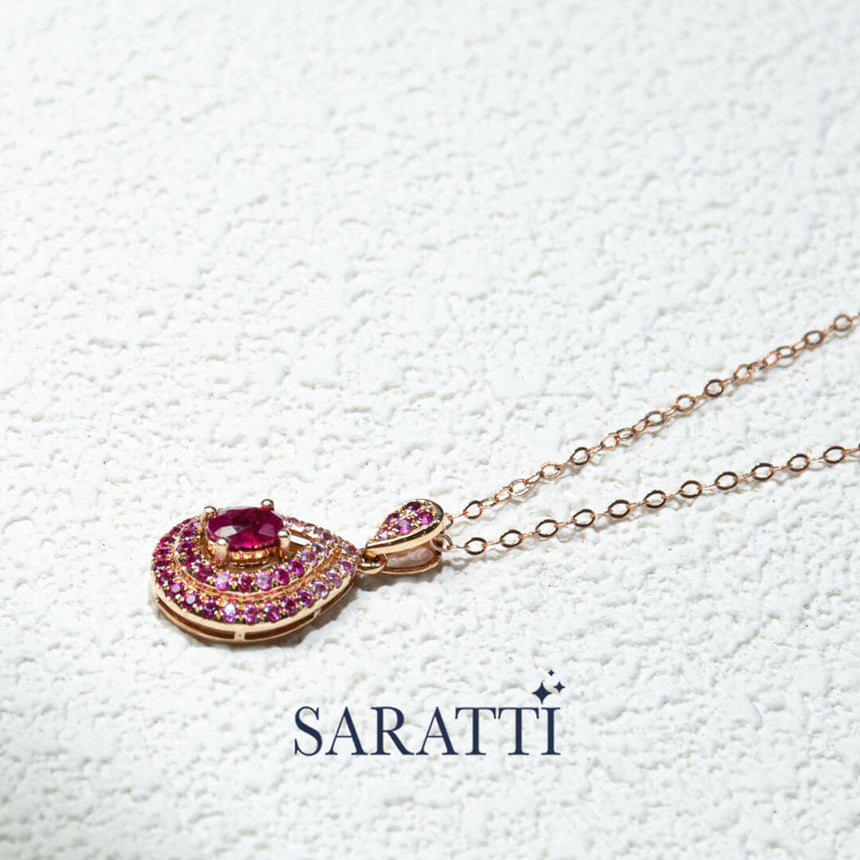 Dainty Chain of the Mogok Rose Red Ruby Pendant | Saratti Fine Jewelry