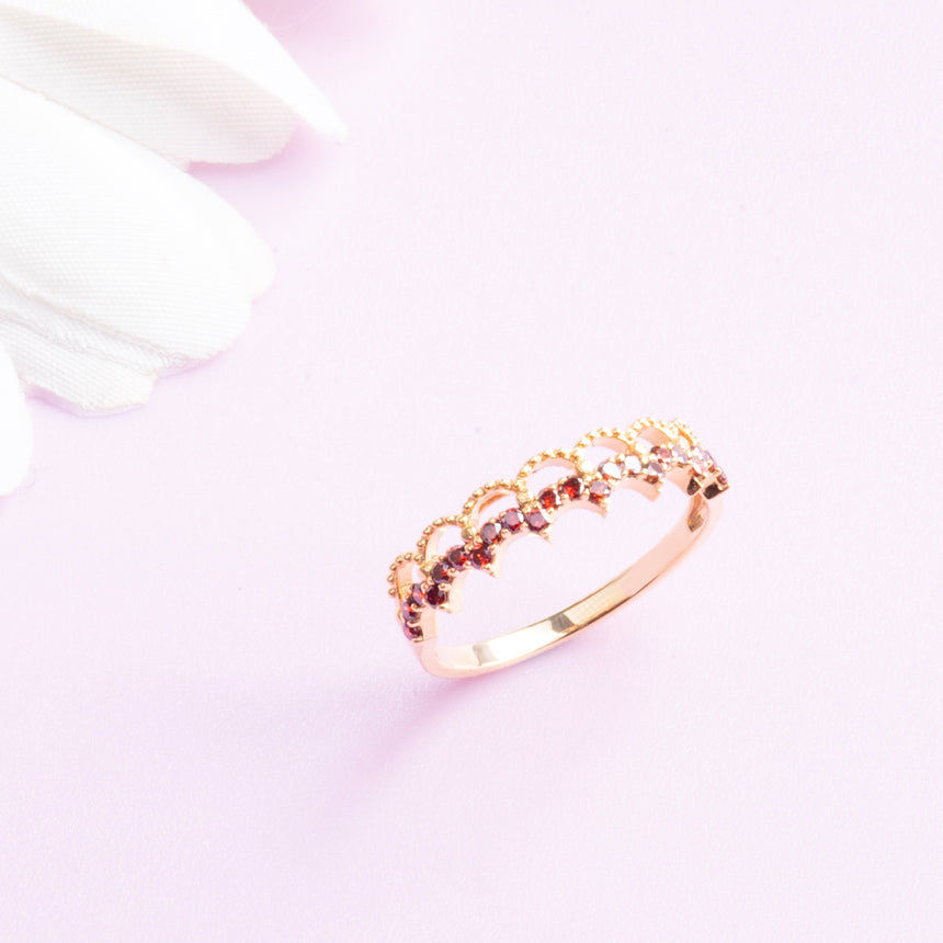 The Ember Tiara- Red Diamond Vintage-Inspired Yellow Gold Band