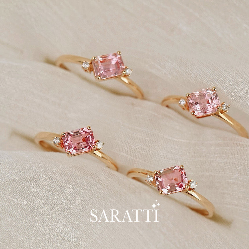 Four Sakura Trilogy Tourmaline and Diamond Rings | Saratti Fine Jewelry