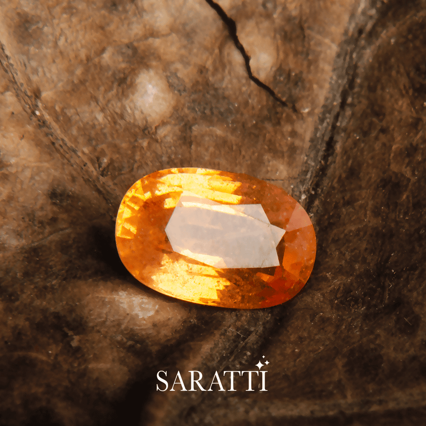 Vivid Orange Natural Sapphire Gemstone -SARATTI
