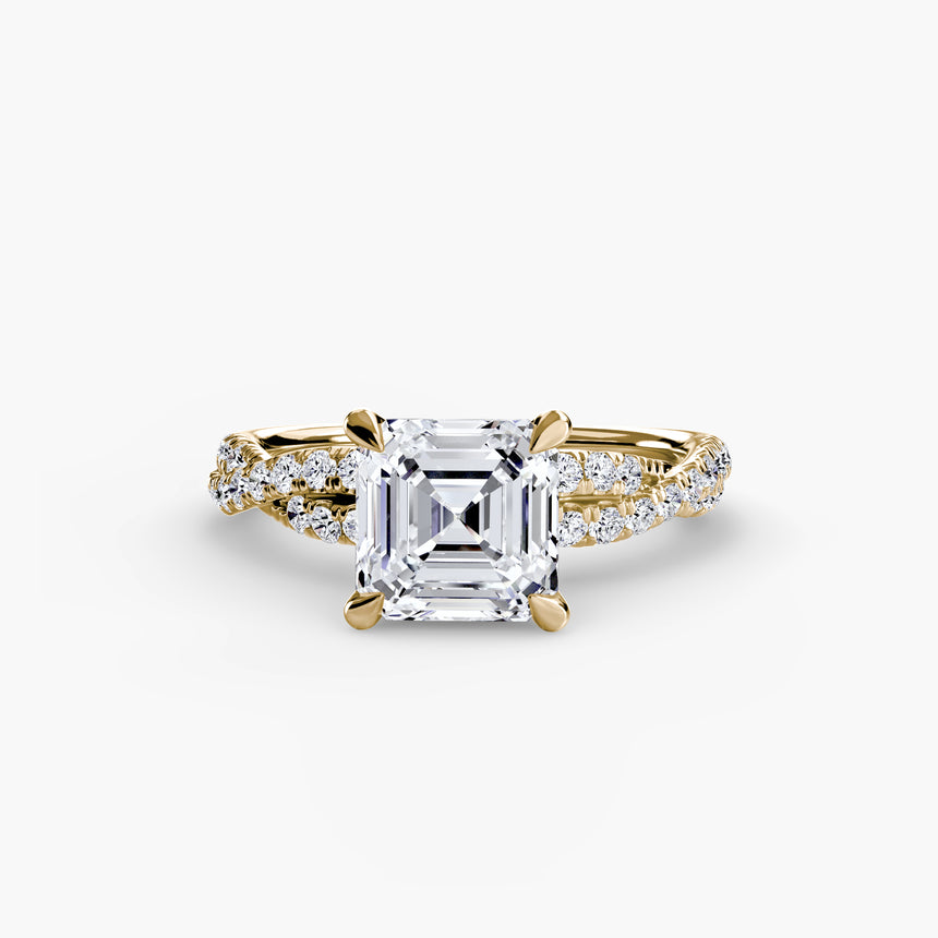 Marquise twisted infinity pavé engagement ring setting yellow gold | SARATTI