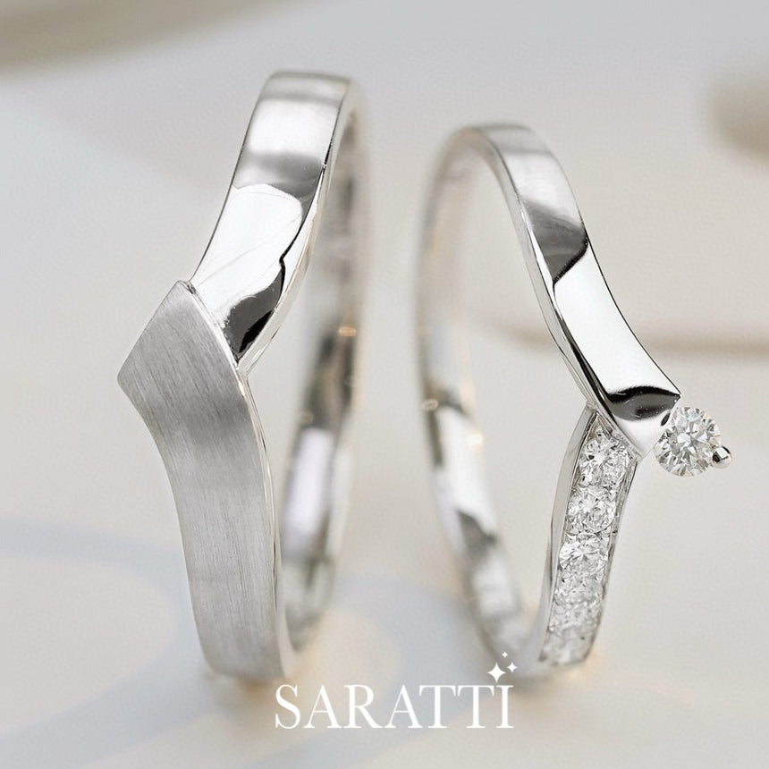 Contemporary Diamond Wedding Rings With Curves | Saratti