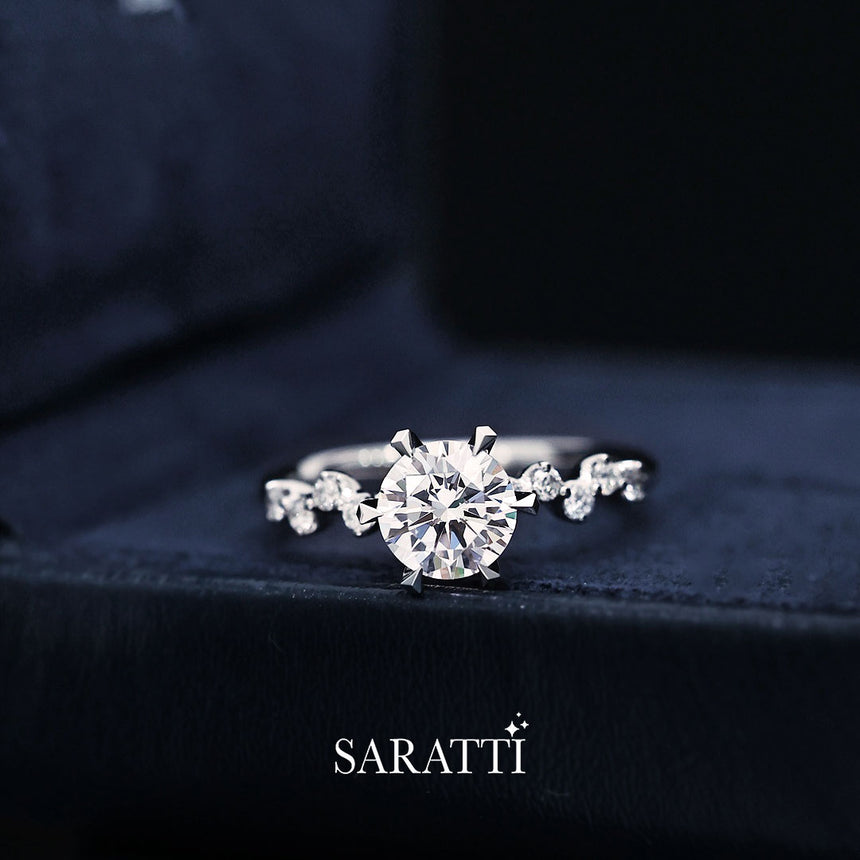 Diamond Promise Ring in 18K White Gold with GIA Certificate - Saratti Jewelry