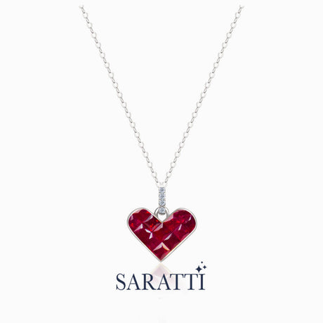 The White Gold Alma Rosa Ruby Heart Necklace  | Saratti Fine Jewelry
