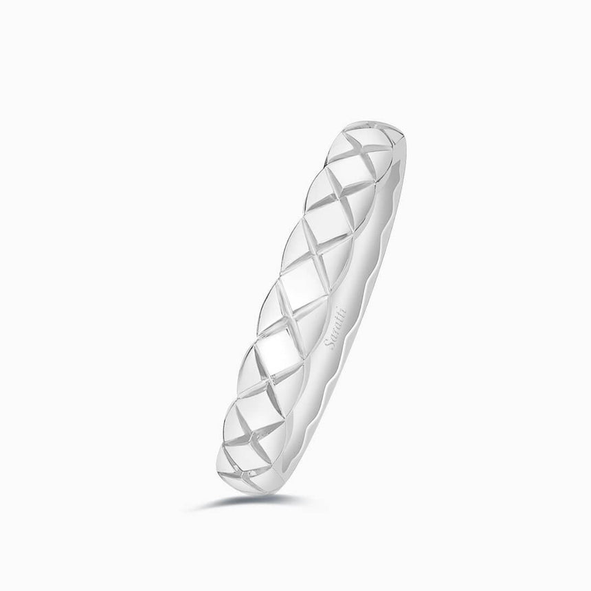 White Gold Plain Hot Cross Diamond Eternity Wedding Band | Saratti