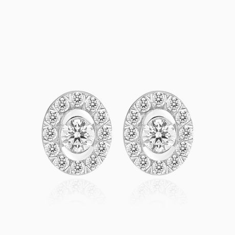 White Gold Oval Diamond Earring  | Saratti | Custom High and Fine Jewelry