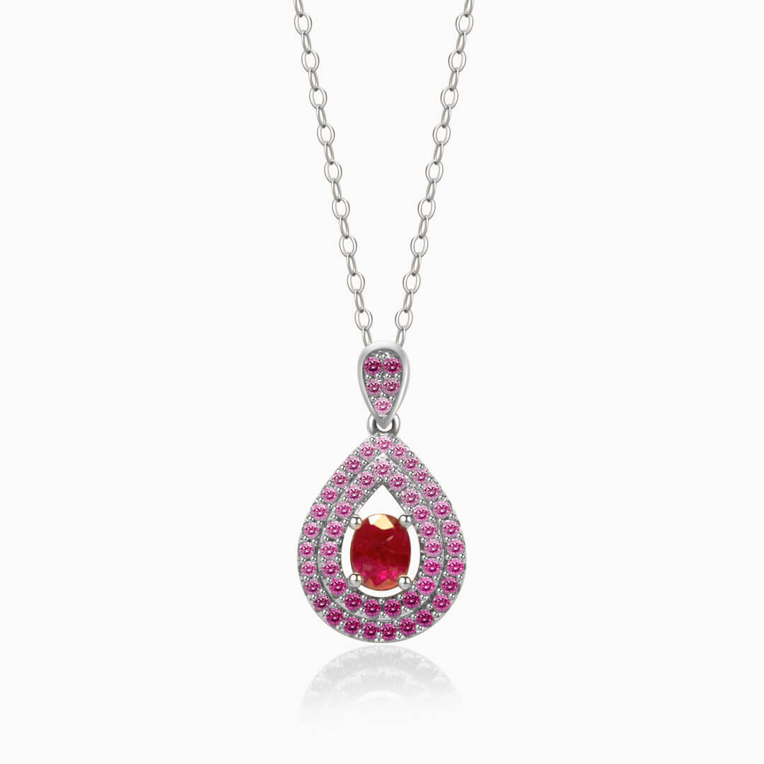 White Gold Mogok Rose Red Ruby Pendant | Saratti Fine Jewelry