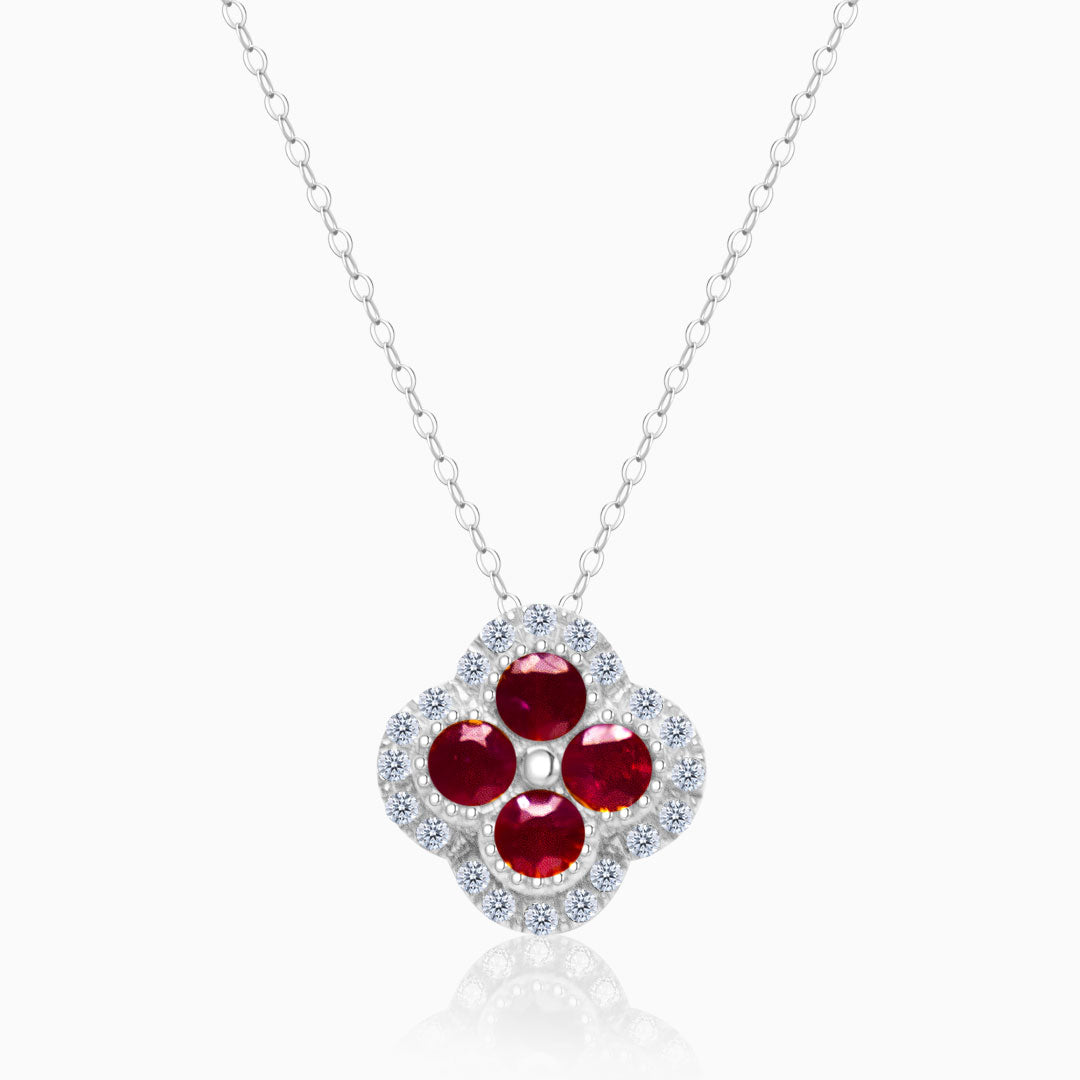 Crimson Quad Ruby and Diamond Necklace