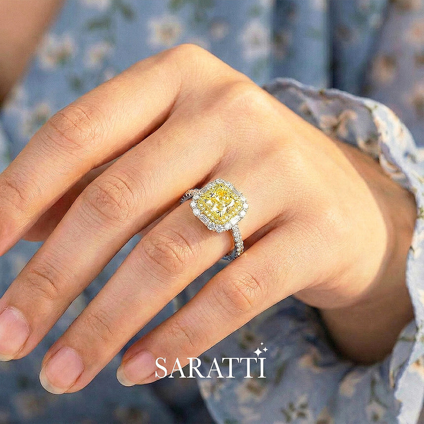 18K White Gold on model wearing floral cloth | SARATTI