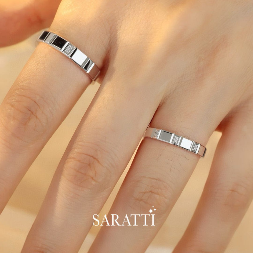 White Gold Wedding Rings | Modern and Contemporary - His & Hers | Saratti