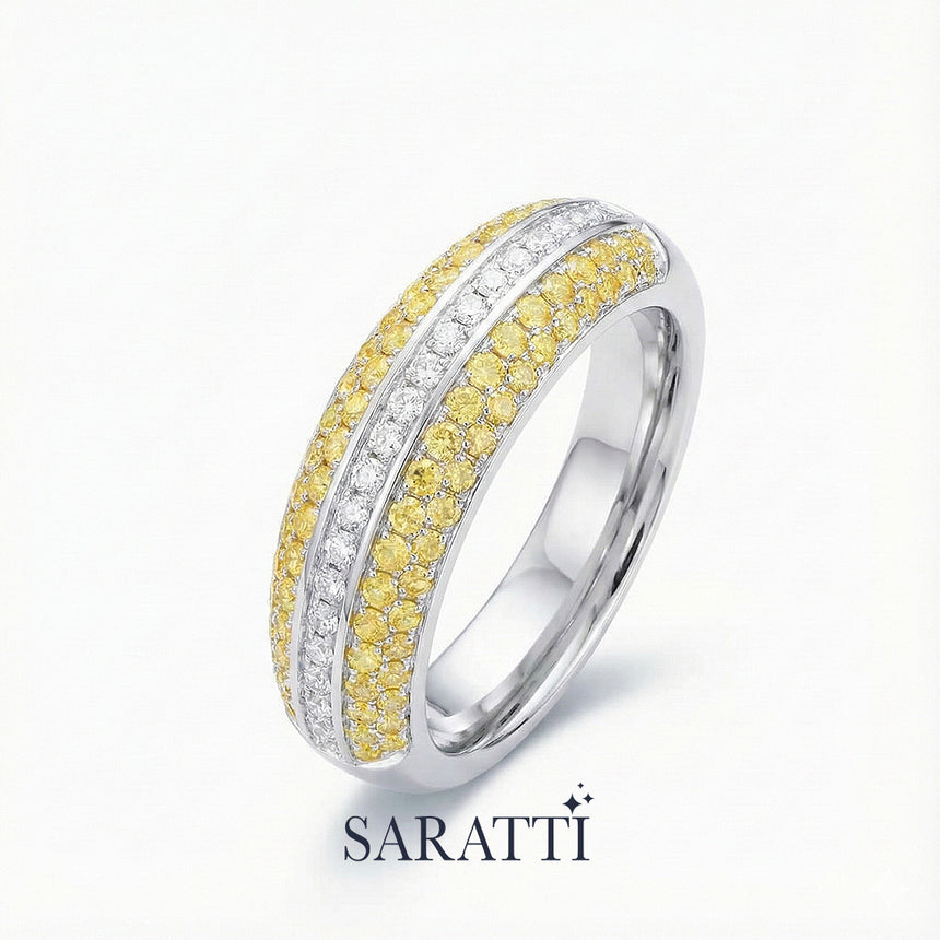 Art Deco Yellow Diamond Yellow Gold Band