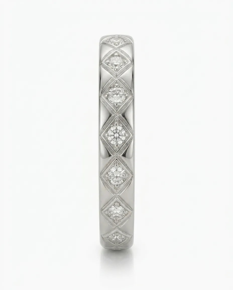 Hot Cross diamond-encrusted wedding band in white gold | SARATTI