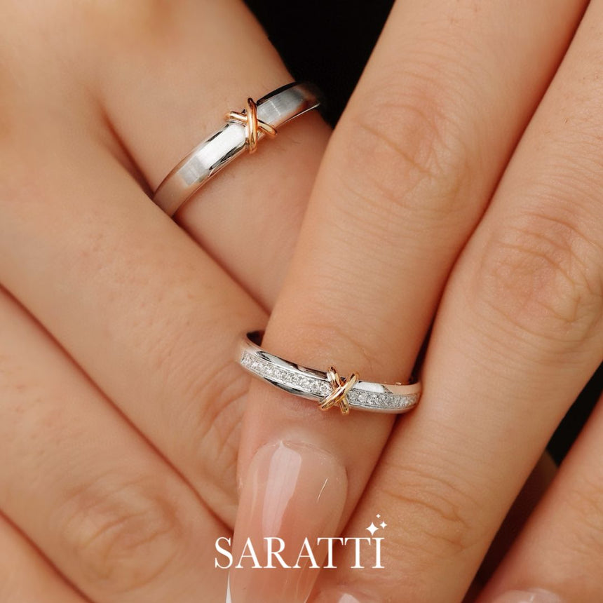 Women's Wedding Bands | Custom Designs | Two Tone Wedding Set | Saratti