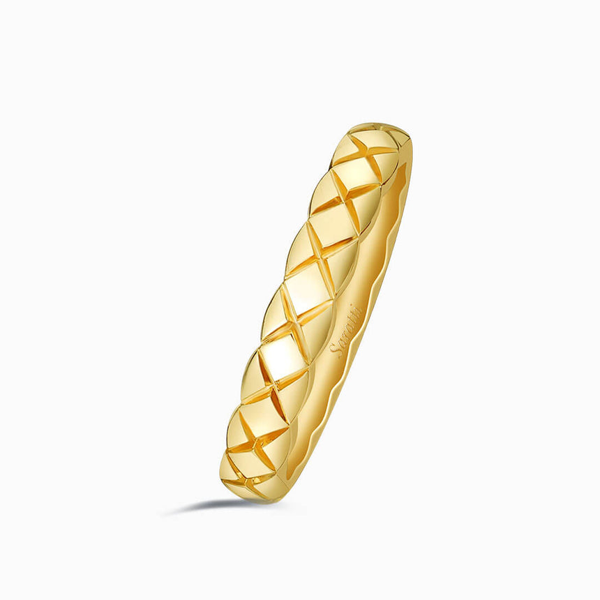 Yellow Gold Plain Version - Hot Cross Diamond Eternity Wedding Band | Saratti
