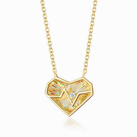 18 K Yellow Gold Heartbeat Diamond Necklace | Saratti