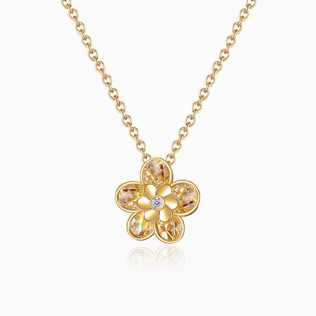 Yellow Gold Floral Small Diamond Necklace | Saratti